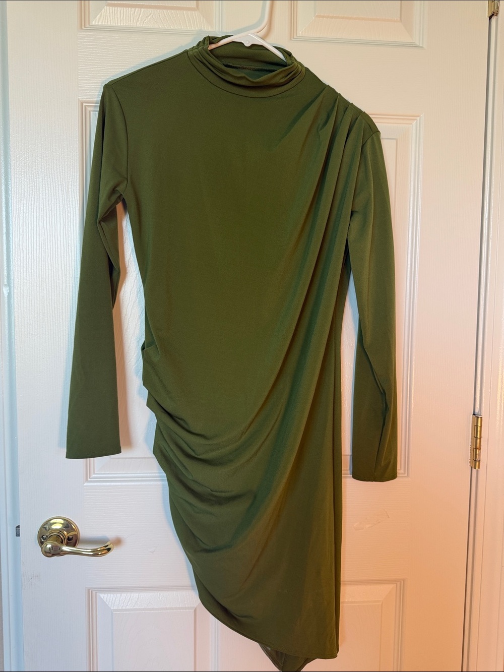 Abercrombie & Fitch Olive Green Long-Sleeve Draped Dress